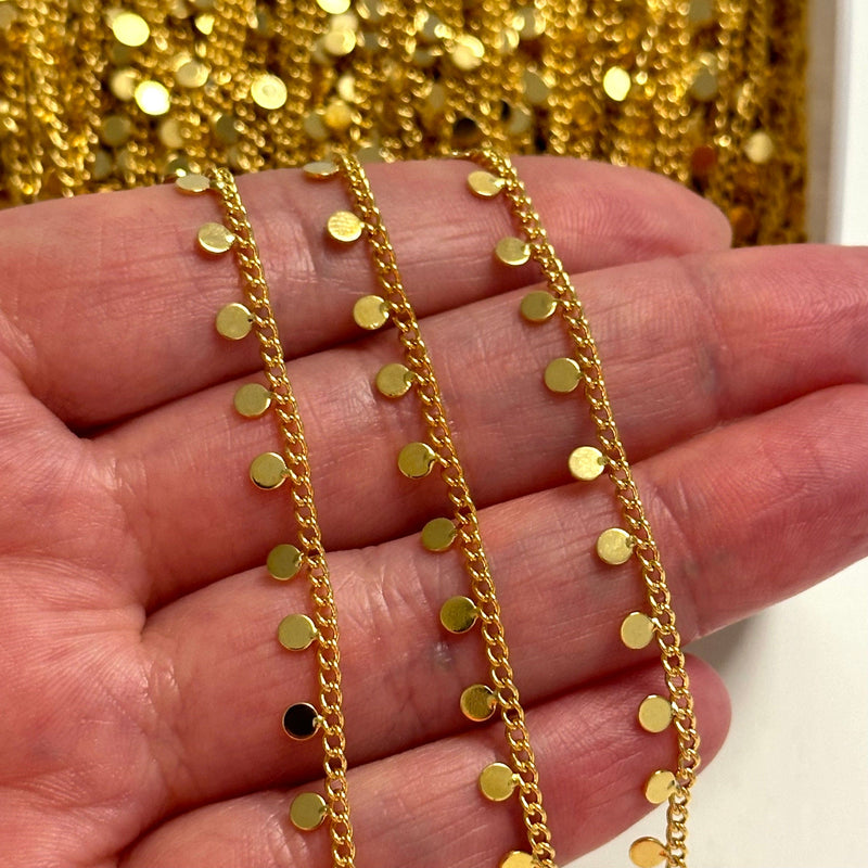 24Kt Gold Plated 1.8mm Chain With 3mm Flat Round Tags