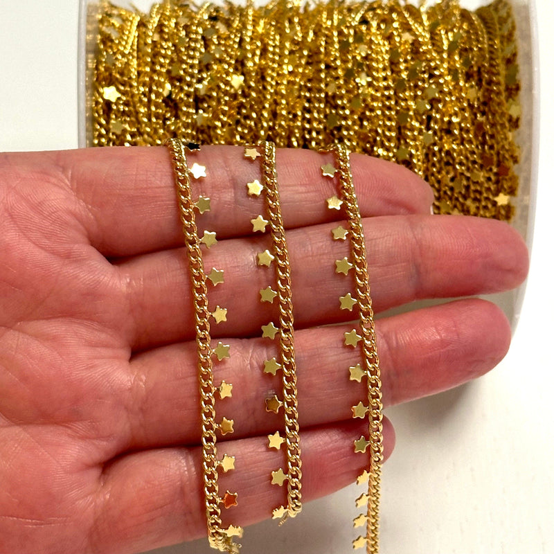 24Kt Gold Plated 2.4mm Chain With 3mm Stars