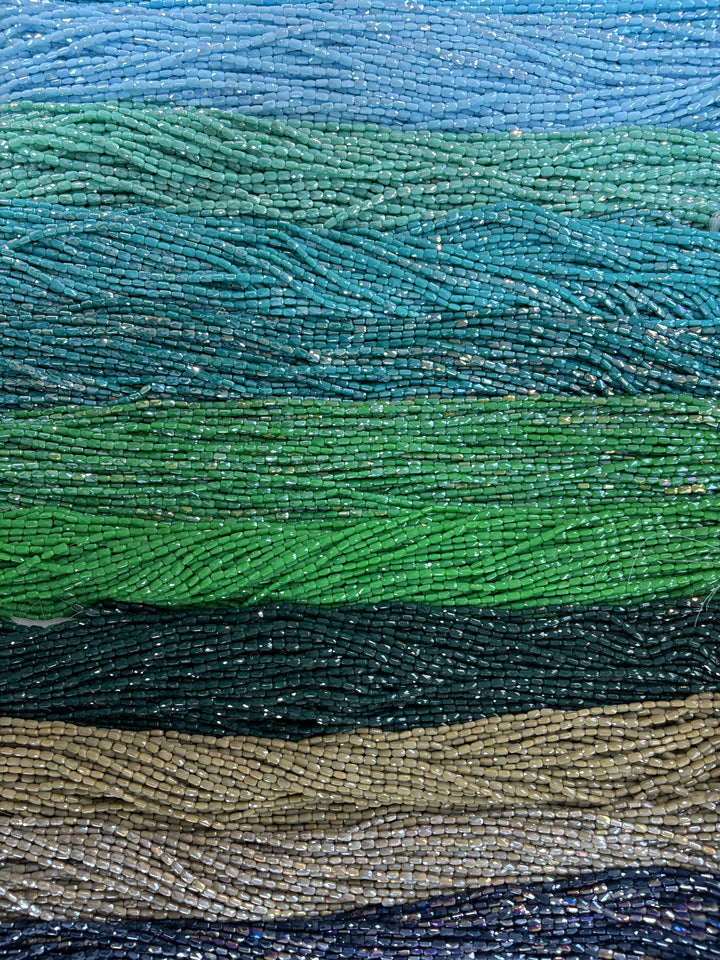 Faceted Baguette Crystal Glass Beads – Cornflower Blue AB, 7x4.5x3.5mm, Approx. 78–80 Beads, 54.5cm / 21.5" Strand