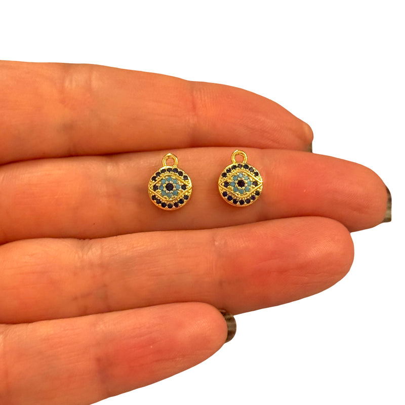 24Kt Gold Plated CZ Evil Eye Charm – 10x8mm (2pcs)