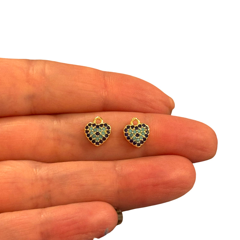 24Kt Gold Plated CZ Heart Charm – 9x8mm (2pcs)