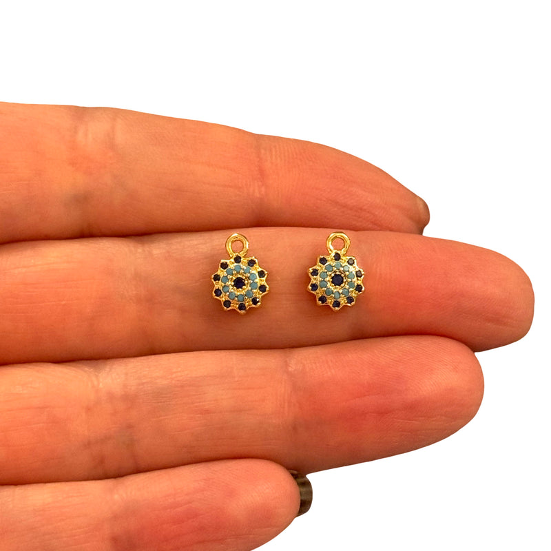 24Kt Gold Plated CZ Mandala Bloom Charm – 10x8mm (2pcs)