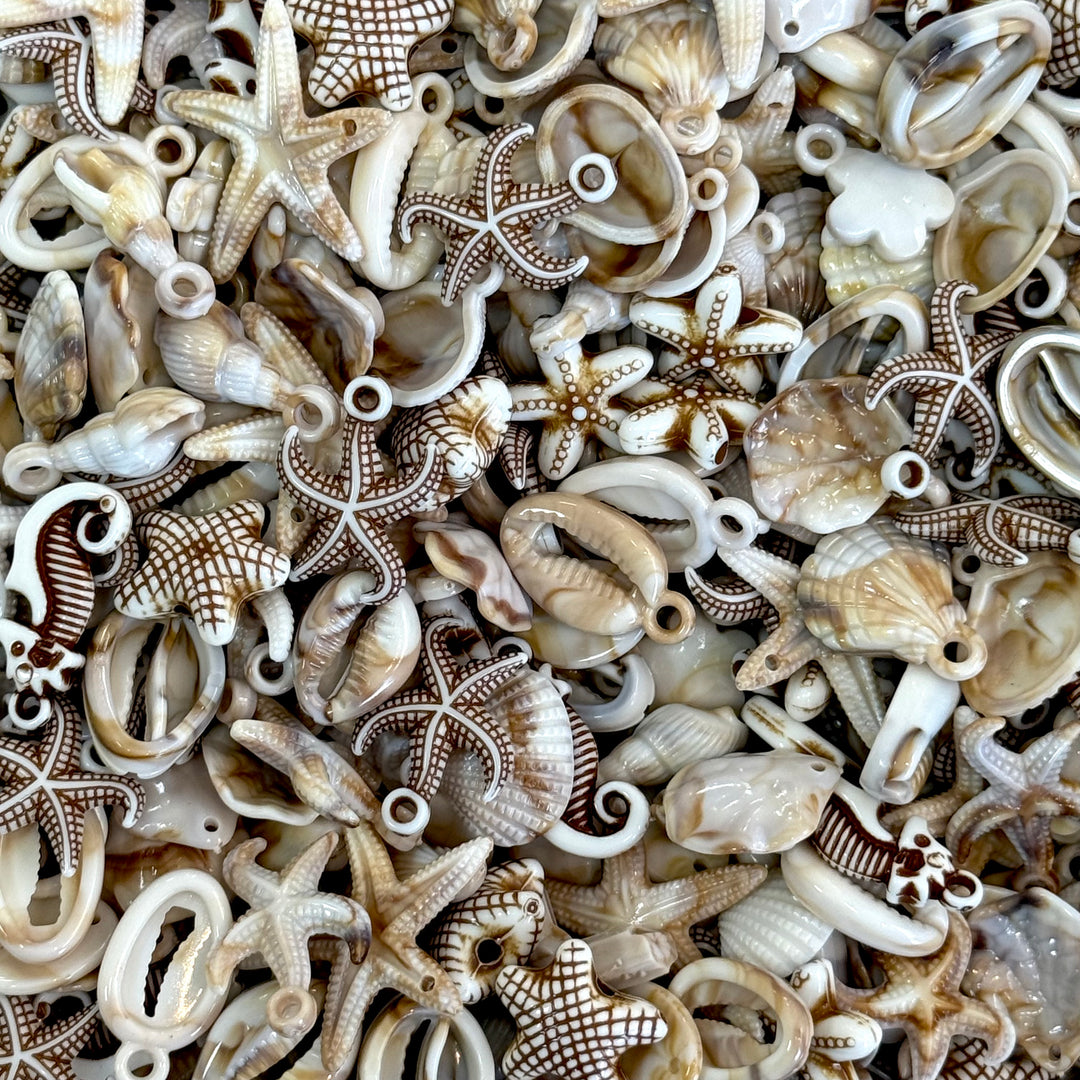 Assorted Pearl Beige Acrylic Ocean Charms Mix – 50g Pack (~70 pcs)