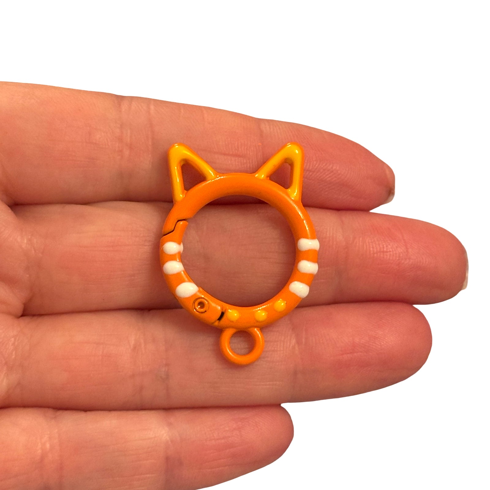 Orange Cat Ear Enamel Keychain & Bag Charm Clip – 35x25mm