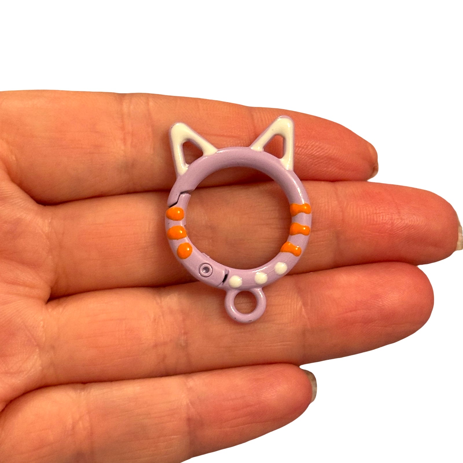 Lilac Cat Ear Enamel Keychain & Bag Charm Clip – 35x25mm