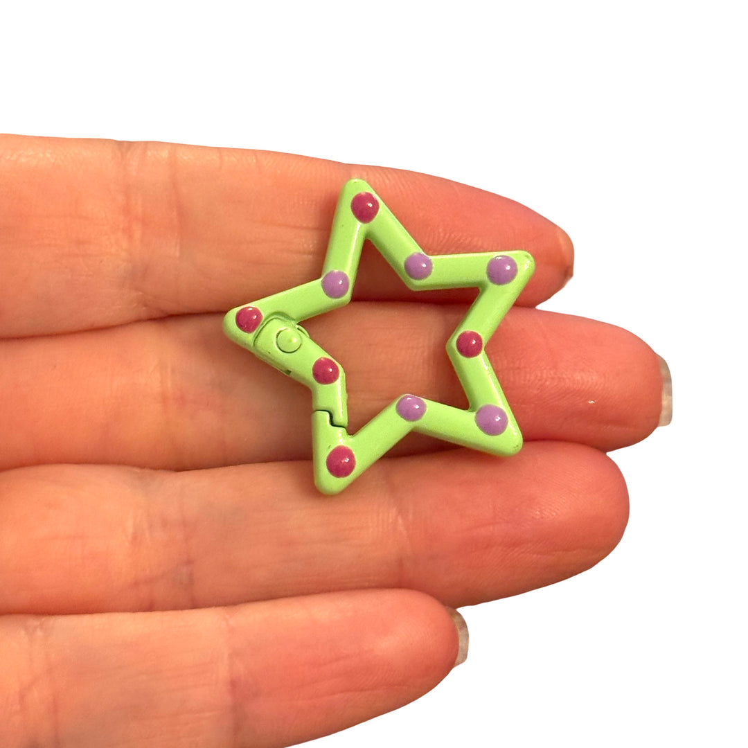 Mint Star Enamel Keychain &amp; Bag Charm Clip – 31mm