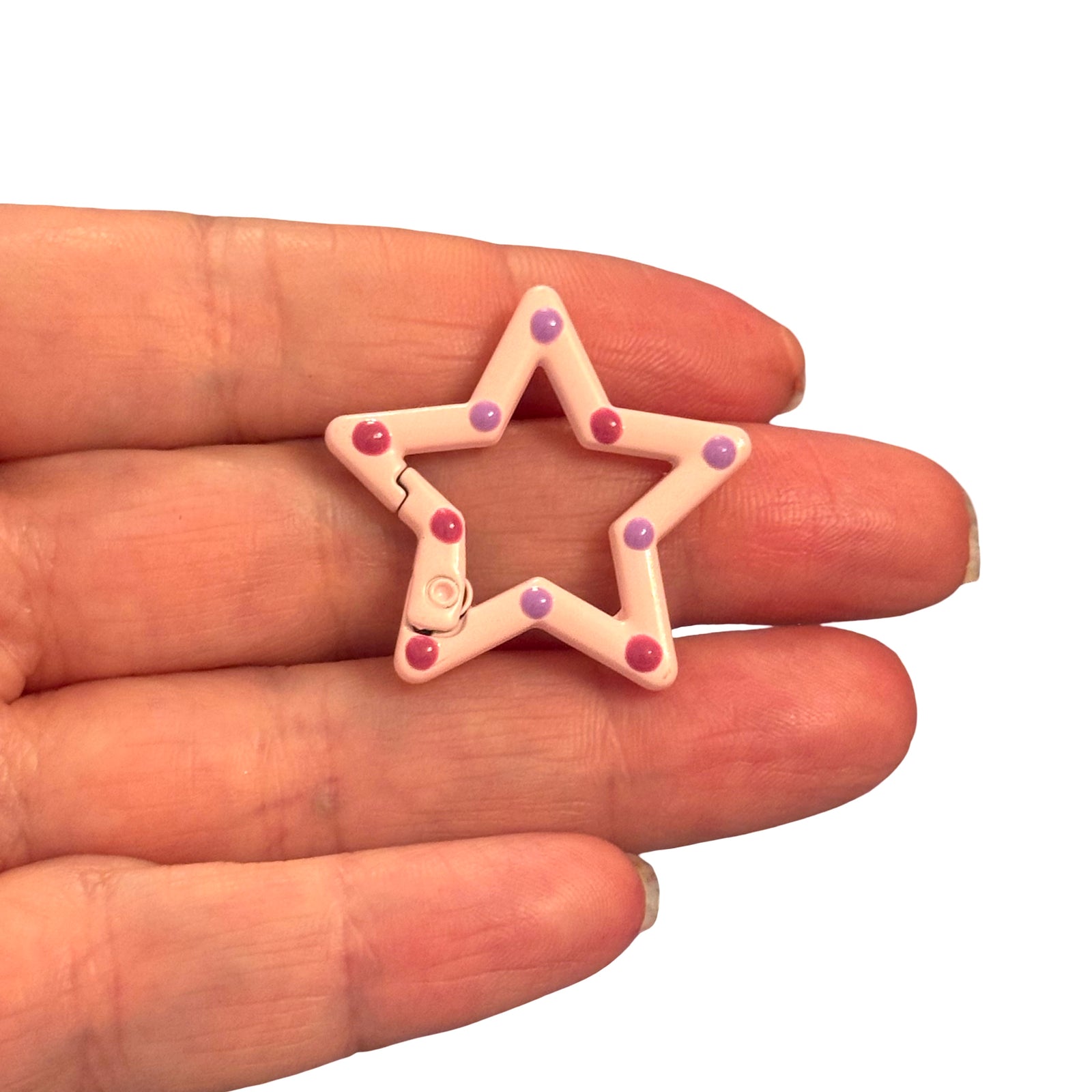 Pink Star Enamel Keychain & Bag Charm Clip – 31mm