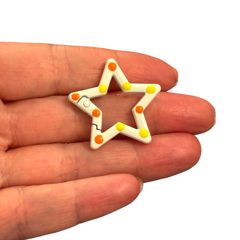 White Star Enamel Keychain & Bag Charm Clip – 31mm