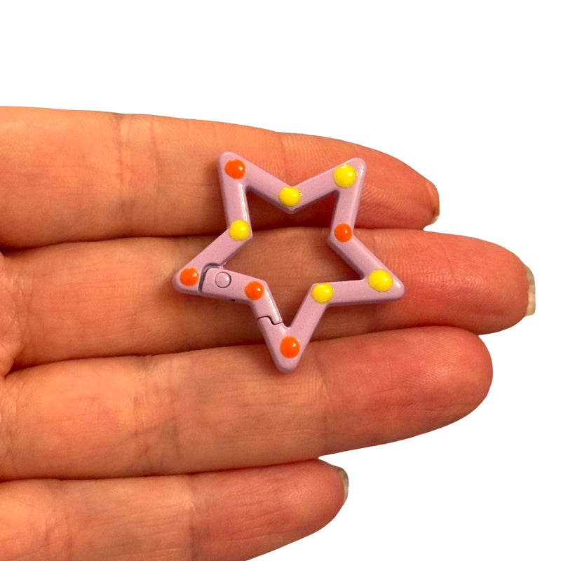 Lilac Star Enamel Keychain & Bag Charm Clip – 31mm