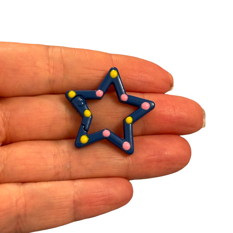 Blue Star Enamel Keychain & Bag Charm Clip – 31mm