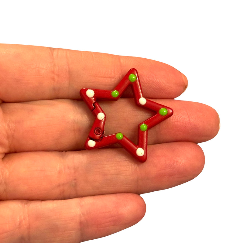 Red Star Enamel Keychain & Bag Charm Clip – 31mm