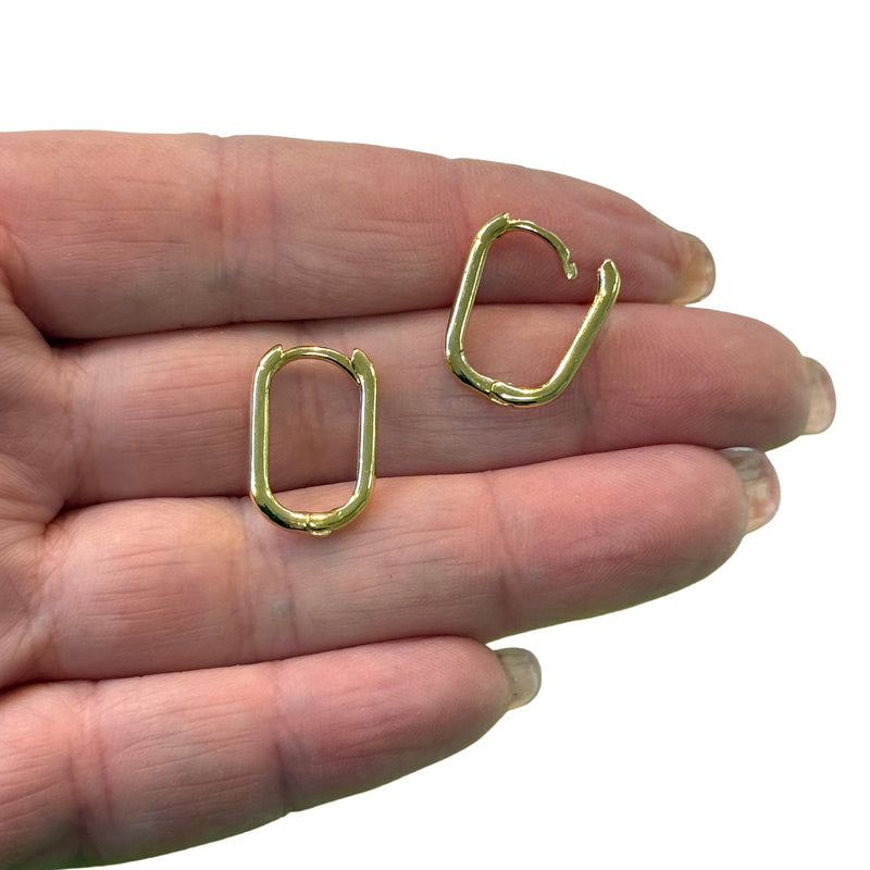 24Kt Gold Plated Brass Leverback Earrings, 18x12mm Gold Plated Leverback Earring Hoops