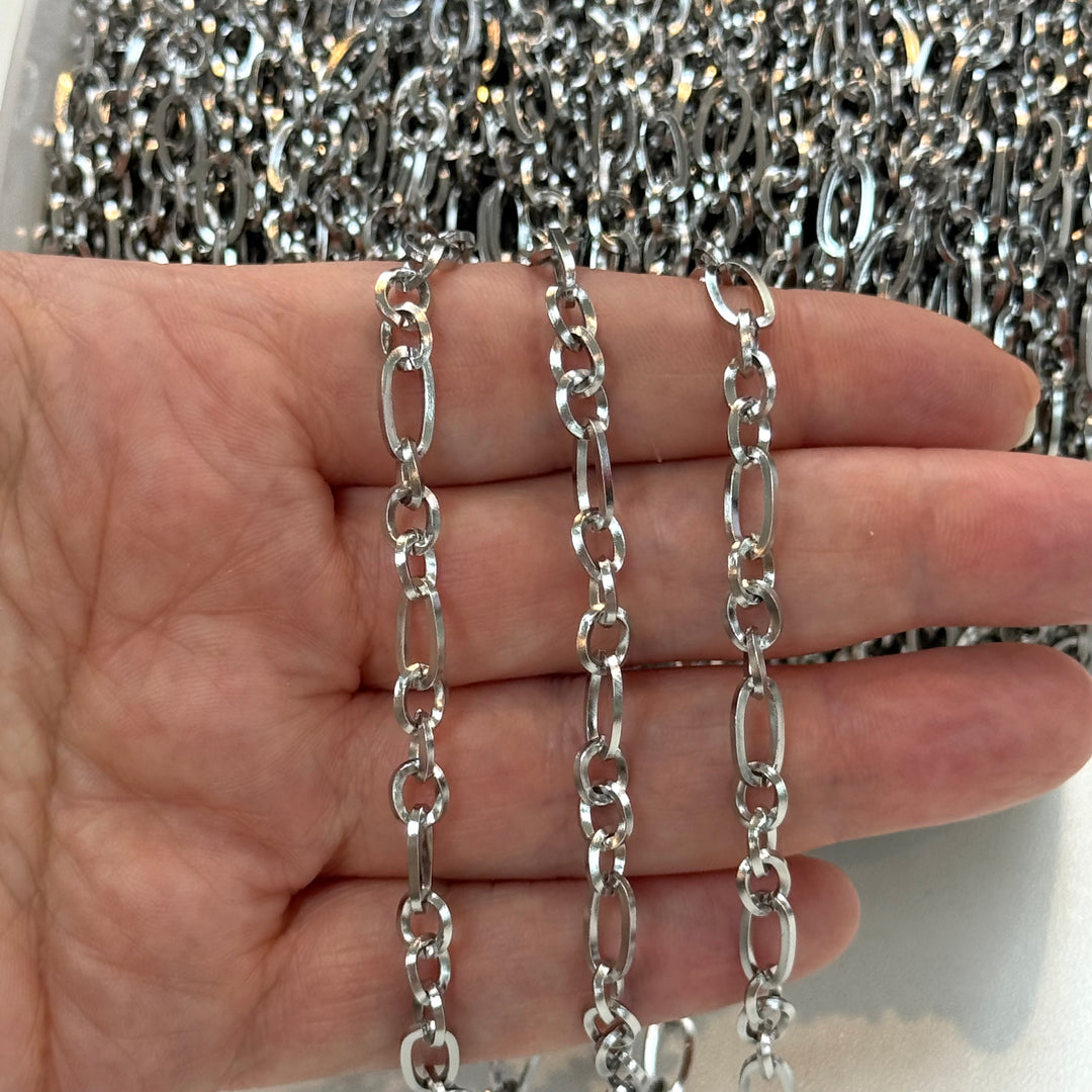 Stainless Steel Open Link Chain – Mixed Oval Cable Chain by the Meter
