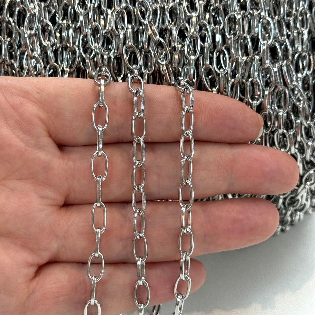 Stainless Steel Open Oval Link Chain – Minimalist Cable Chain by the Meter