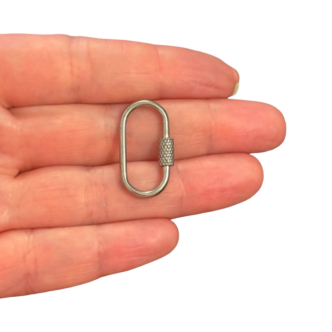 316L Stainless Steel Screw Lock Connector – Oval Carabiner Clasp, 27x15mm