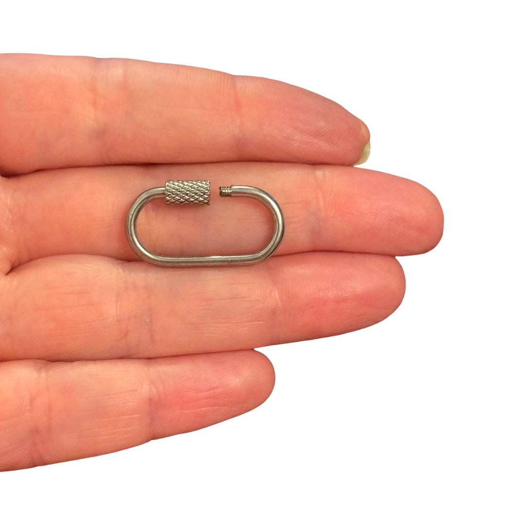 316L Stainless Steel Screw Lock Connector – Oval Carabiner Clasp, 27x15mm