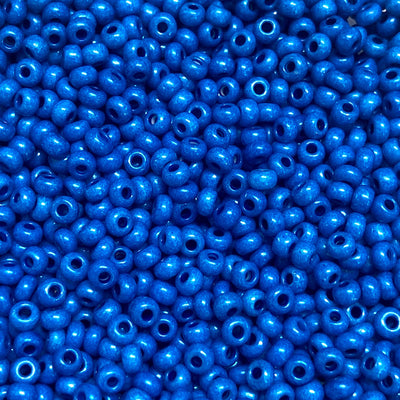 Preciosa Rocailles 8/0 Rocailles-Rundloch 100 gr, 16A38 Blau intensiv gefärbtes Kreideweiß