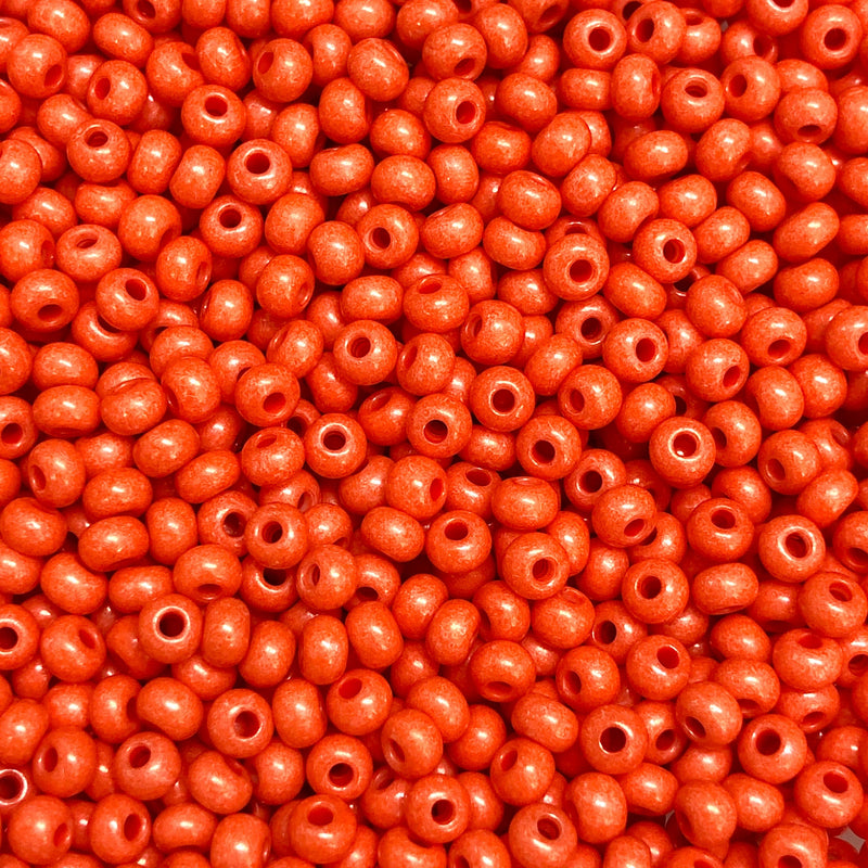 Preciosa  Seed Beads 6/0 Rocailles-Round Hole-100 Gr,16A91 Orange Intensive Dyed Chalkwhite