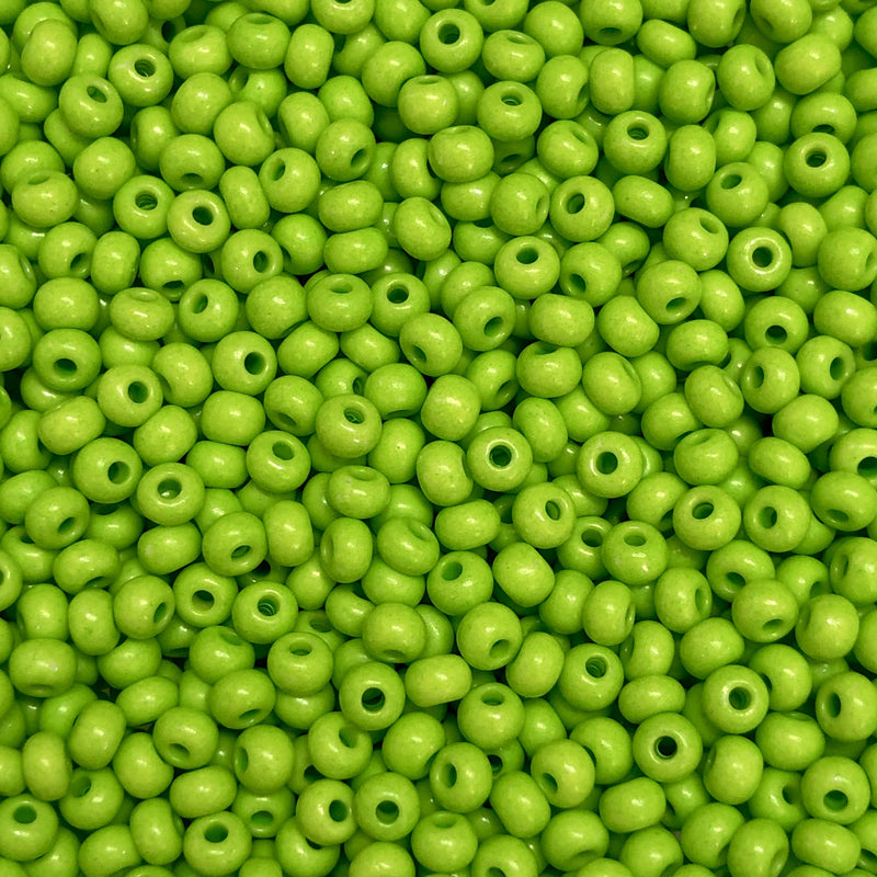 Preciosa Seed Beads 6/0 Rocailles-Round Hole-100 Gr,16A54 Green Intensive Dyed Chalkwhite