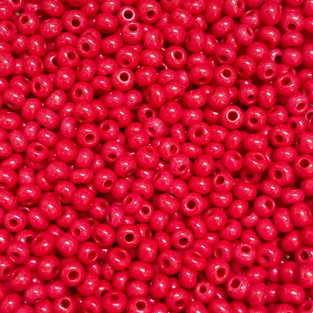 Preciosa Seed Beads 8/0 Rocailles-Round Hole-100 Gr,16A98 Red Intensive Dyed Chalkwhite