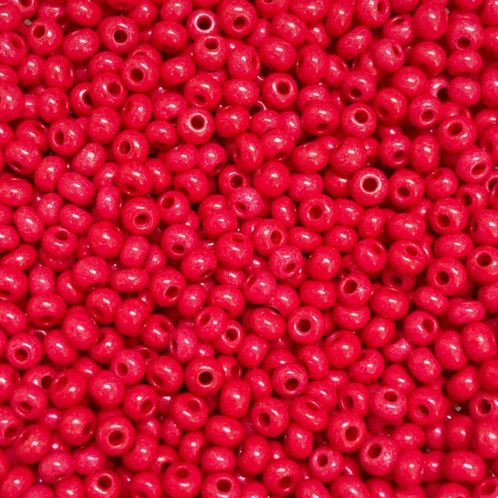 Preciosa Seed Beads 8/0 Rocailles-Round Hole-100 Gr,16A98 Red Intensive Dyed Chalkwhite