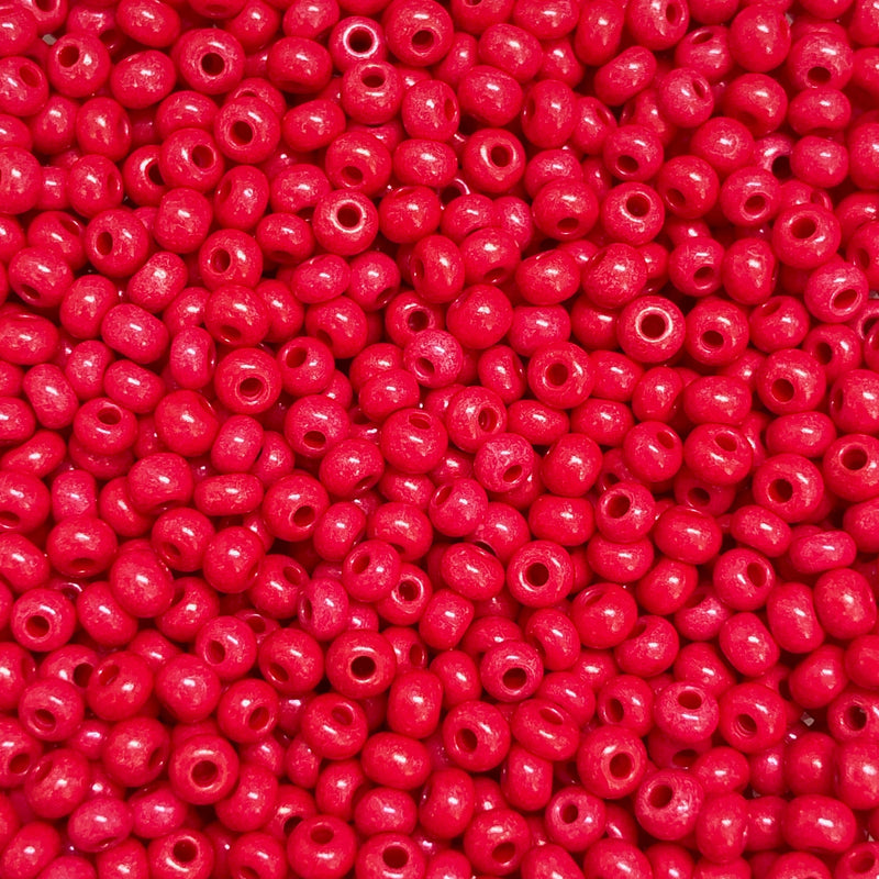 Preciosa Seed Beads 6/0 Rocailles-Round Hole-100 Gr,16A98 Red Intensive Dyed Chalkwhite