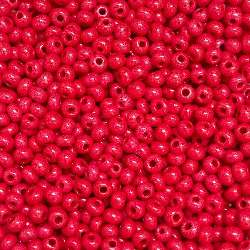 Preciosa  Seed Beads 8/0 Rocailles-Round Hole-100 Gr,16A98 Red Intensive Dyed Chalkwhite