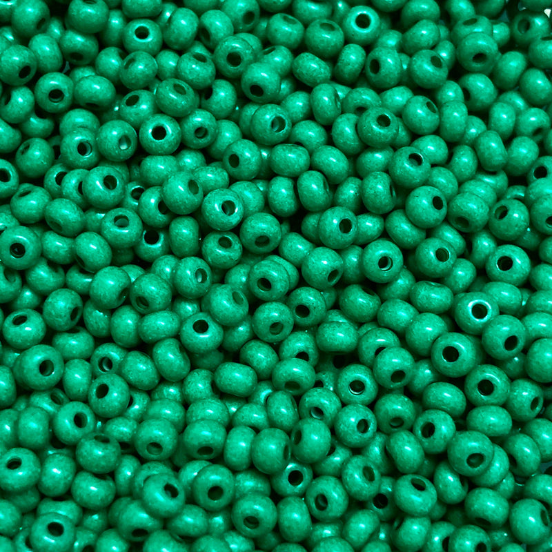 Preciosa  Seed Beads 6/0 Rocailles-Round Hole-100 Gr,16A58 Dark Green Intensive Dyed Chalkwhite
