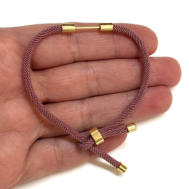 24Kt Gold Plated Rose Cord Bracelet Blank With Screw Clasp