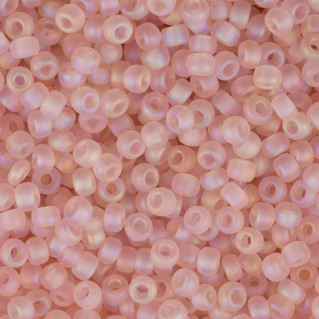 Miyuki Seed Beads 6/0 Matted Transparent Light Tea Rose AB, 0155FR