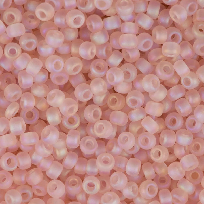 Miyuki Seed Beads 6/0  Matted Transparent Light Tea Rose AB, 0155FR