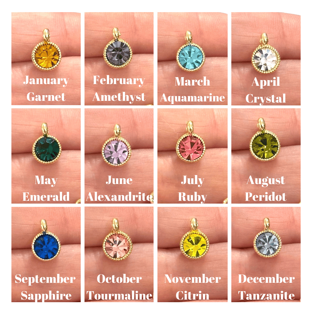 Birthstone 24Kt Gold Plated CZ Charms, Birthstone CZ Charms