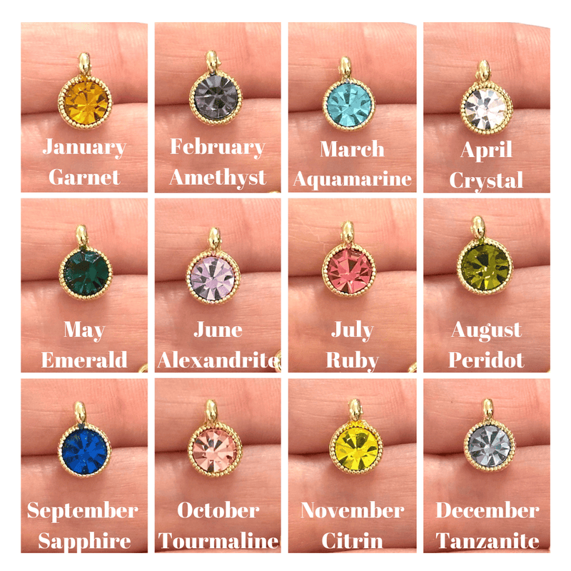 Birthstone 24Kt Gold Plated CZ Charms, Birthstone CZ Charms