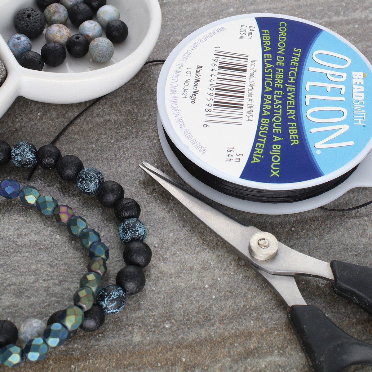 NEW!Best Stretch Cord for Bead Bracelets - Opelon 0.4mm Black-5M