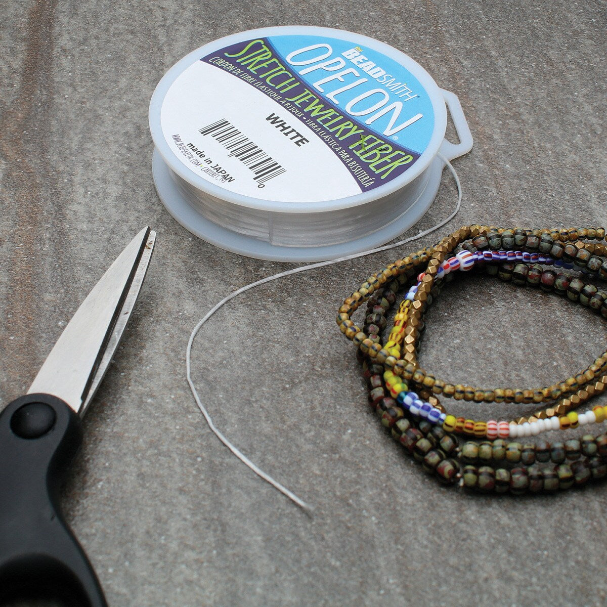 NEW! Best Stretch Cord for Bead Bracelets - Opelon 0.8mm White-5M
