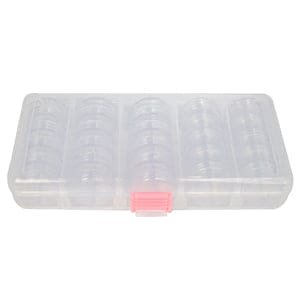 Bead Container, Set Of 25 Bead Storage Stack Jars In A Clear Box