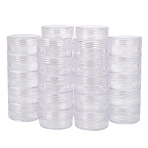 Bead Container, Set Of 25 Bead Storage Stack Jars In A Clear Box