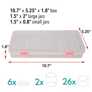 Perlenbehälter, Set mit 25 Stapelgläsern zur Aufbewahrung von Perlen in einer durchsichtigen Box