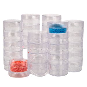 Bead Container, Set Of 25 Bead Storage Stack Jars In A Clear Box