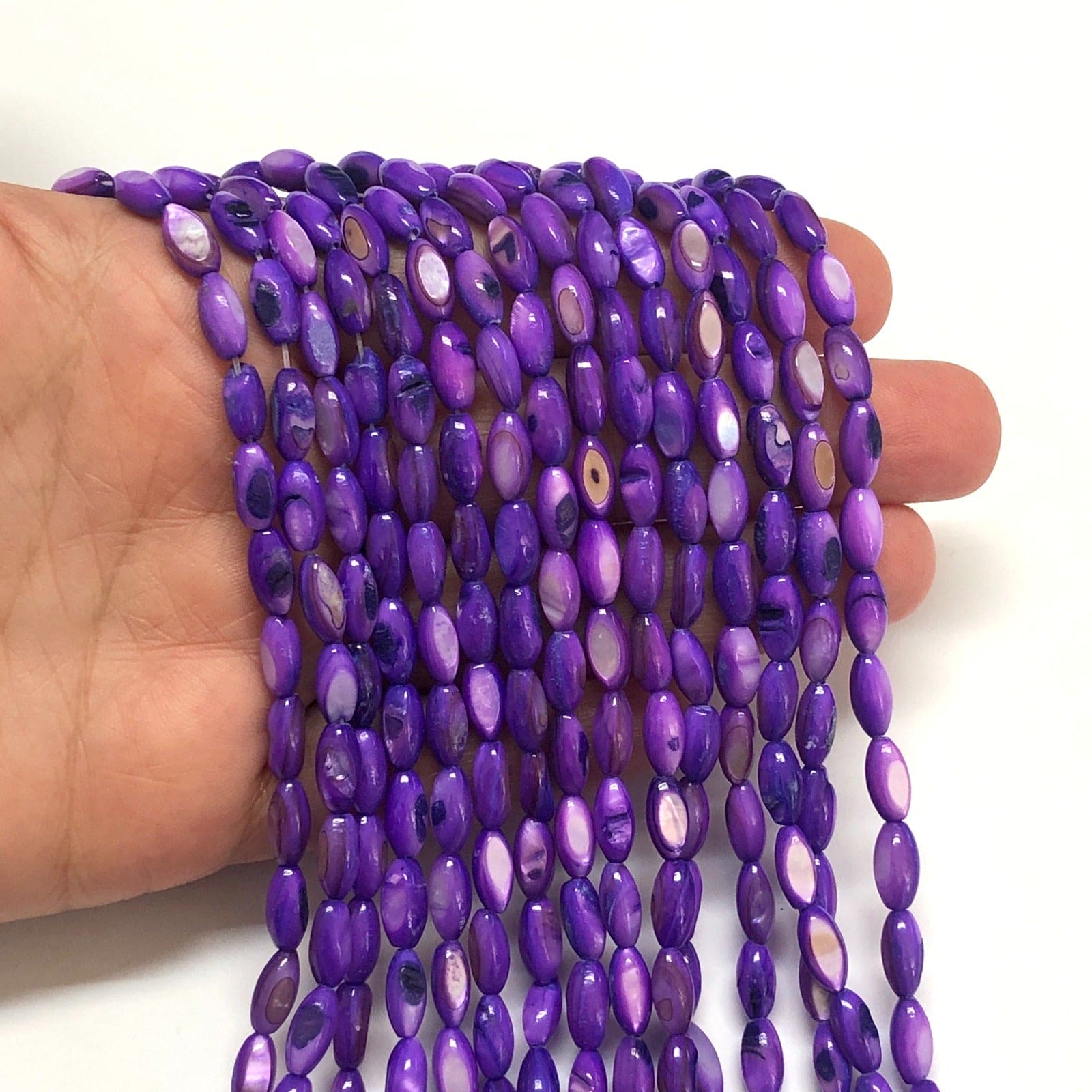 Natural Mother of Pearl Colored Rice Beads,15.5 Inches Strand