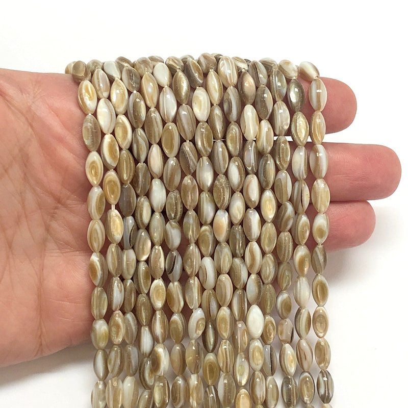 Natural Mother of Pearl Colored Rice Beads,15.5 Inches Strand