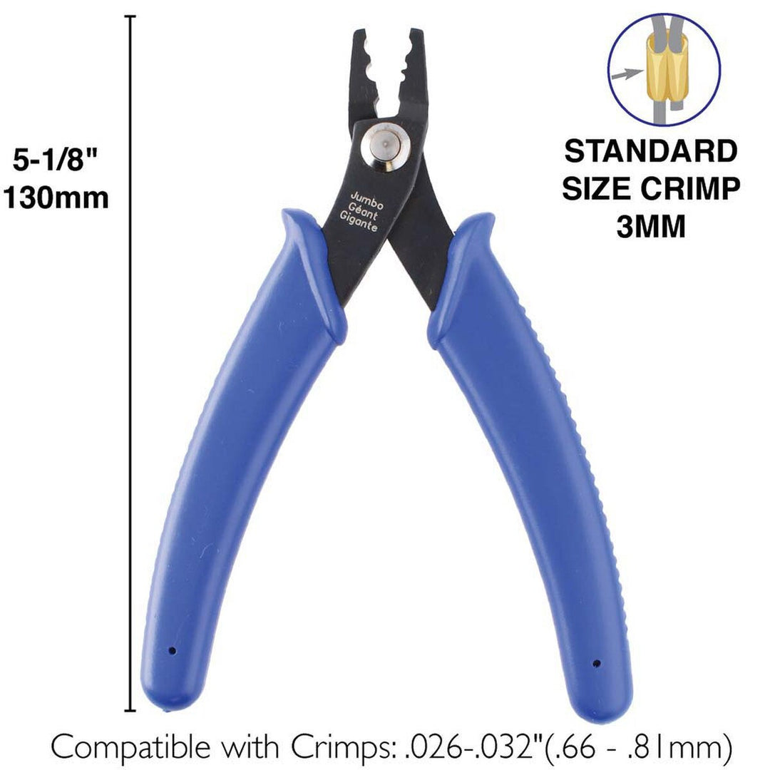 BeadSmith Jumbo Crimping Pliers for 3 mm Crimp Tubes – 130 mm, Blue Handles