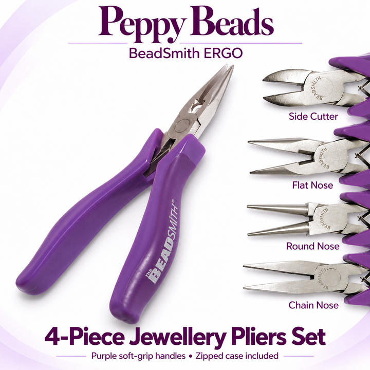 Ensemble de mini pinces 4 pièces avec poignées violettes, ensemble de pinces Beadsmith