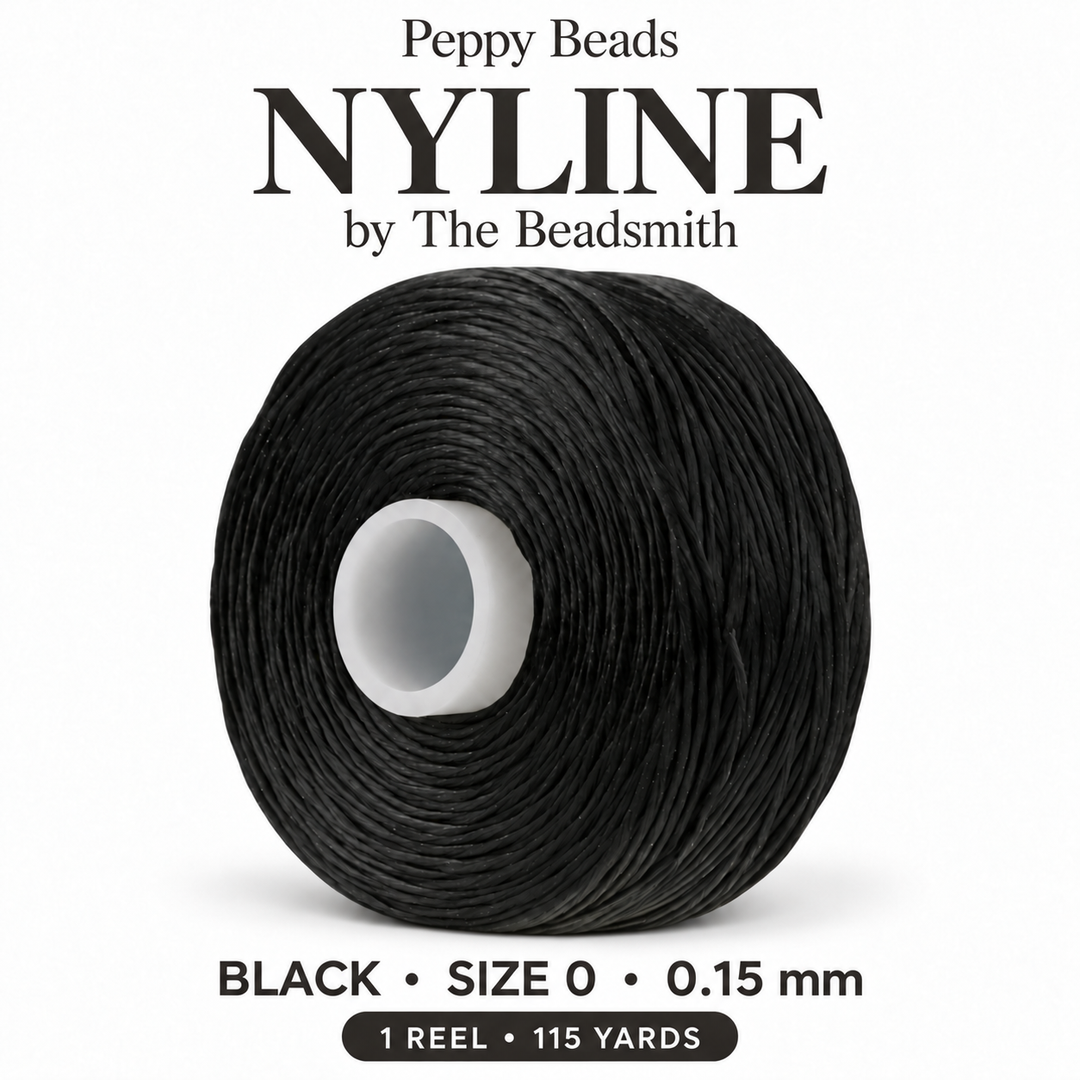 Beadsmith NYLINE Black Nylon Beading Thread – Size 0 0.15mm, 115 Yards / 105.2m, 1 Reel