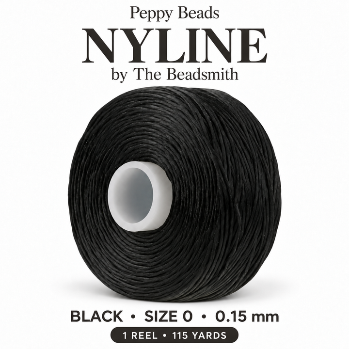 Beadsmith NYLINE Black Nylon Beading Thread – Size 0 0.15mm, 115 Yards / 105.2m, 1 Reel