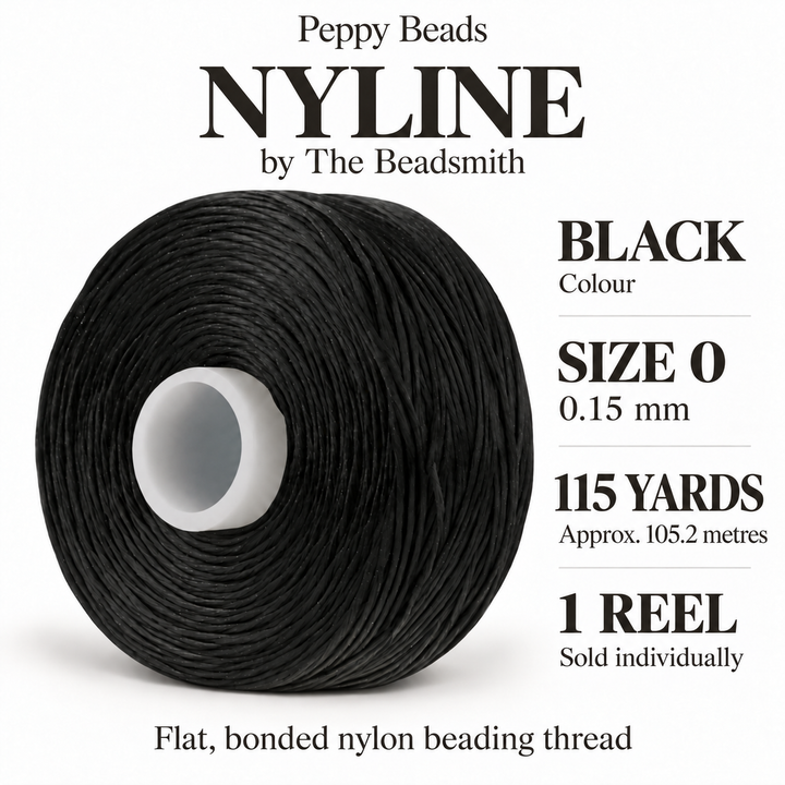 Beadsmith NYLINE Black Nylon Beading Thread – Size 0 0.15mm