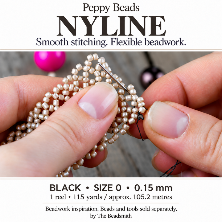 Beadsmith NYLINE Black Nylon Beading Thread – Size 0 0.15mm
