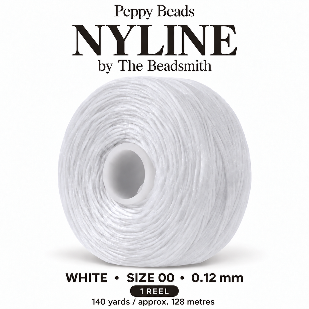 Beadsmith NYLINE White Nylon Beading Thread – Size 00 0.12mm, 140 Yards / 128m, 1 Reel