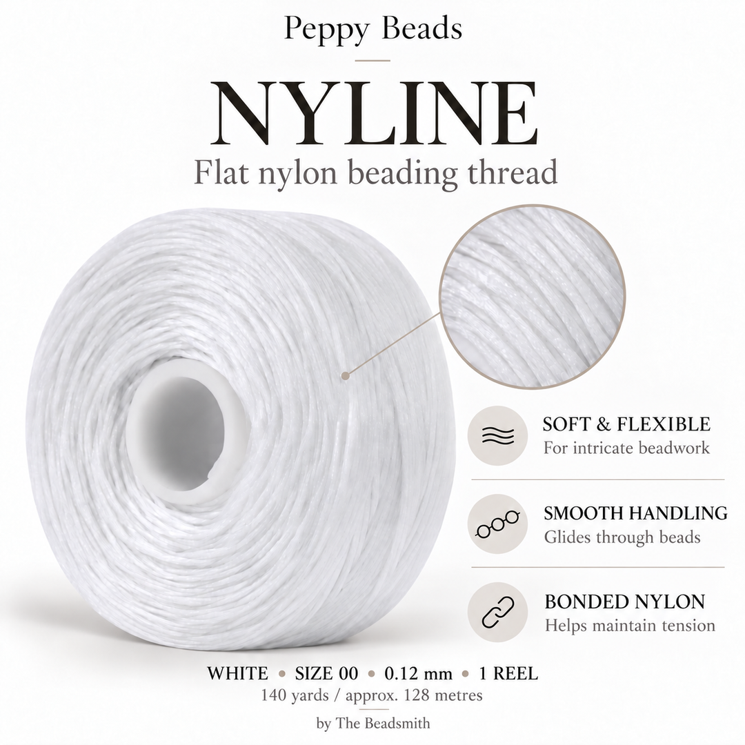 Beadsmith NYLINE White Beading Thread Size 00 0.12mm