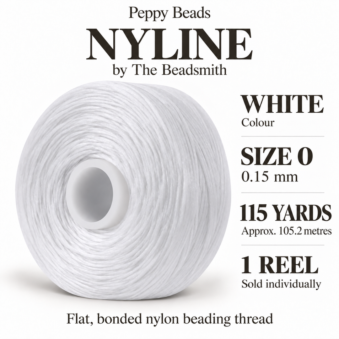 Beadsmith NYLINE White Nylon Beading Thread – Size 0 0.15mm